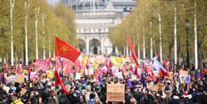 تظاهرات در لندن در اعتراض به تلاش‌ها برای محدود کردن حق تجمعات